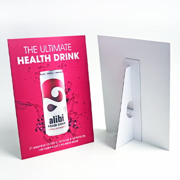strut card with drink promotion